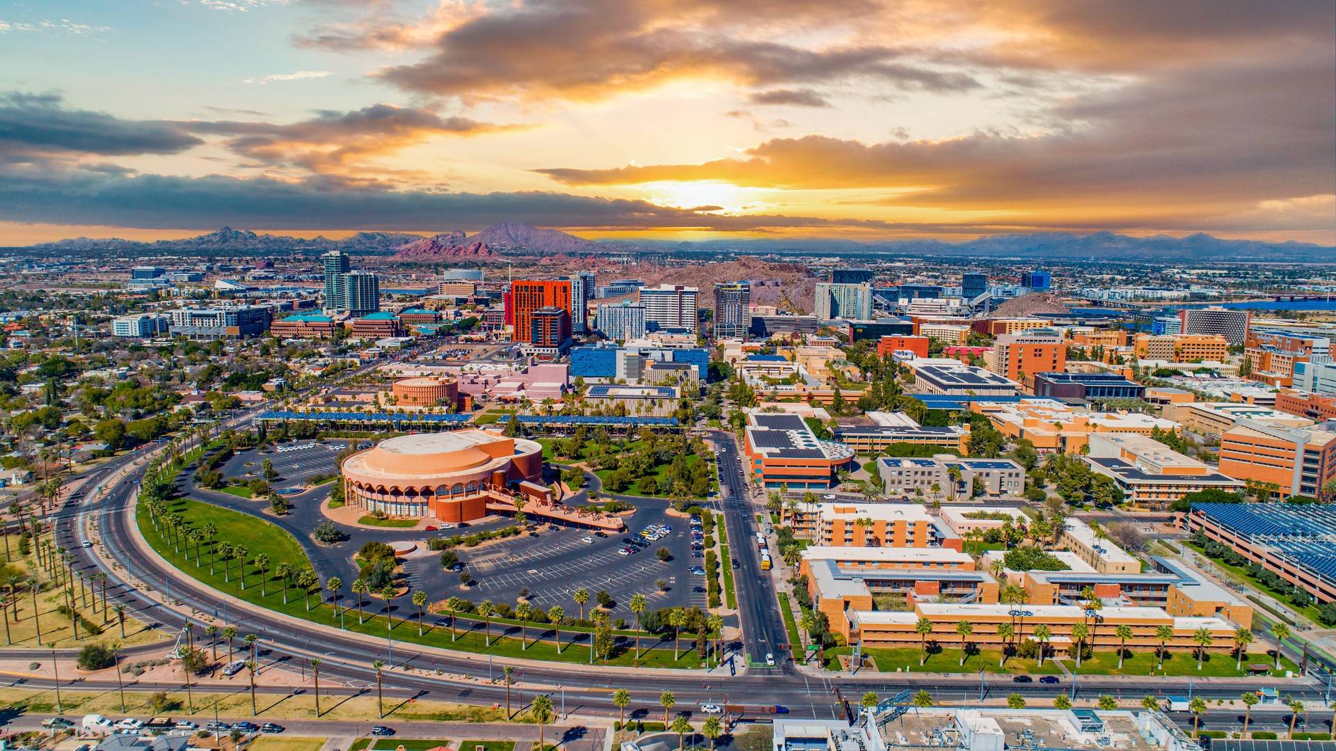 Tempe, Arizona, USA Drone Skyline Aerial Panorama